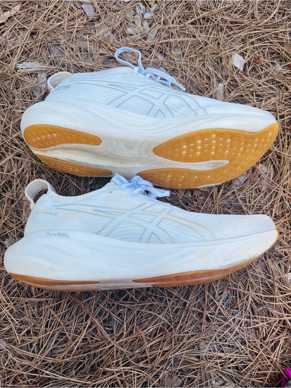Asics Gel Nimbus 25 Women’s All-White Knit PureGEL Running Sneakers size 12 - Picture 9 of 15